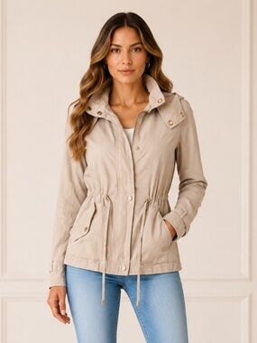 🩷2 for $40- Ever New Melbourne Hooded Utility Jacket – Blush Beige – Size 2